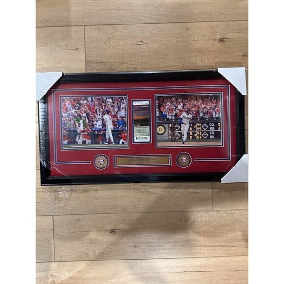 Bryce Harper 1st Home Run Game Ticket Stub Framed Photo Collage - Picture 1 of 6